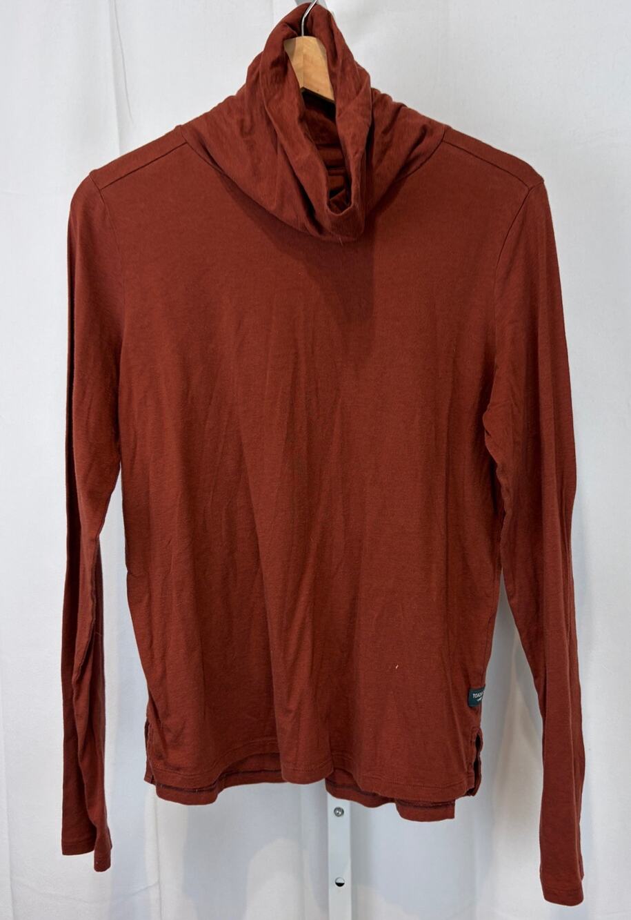TOAD & CO Maisey Long Sleeve Turtleneck Top Organic Cotton Tencel Rust Orange M
